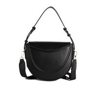Borsa da sella, elegante, in pelle PU, borsa a tracolla grande, con tracolla regolabile, borsa a tracolla per donne, per spostamenti quotidiani e viaggi, Nero , 22*19*7cm