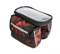 Borsa da sella leggera per bicicletta, 180 g, con doppio contenitore, parapioggia e supporto per la navigazione touchscreen (rosso)