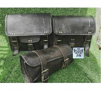 Borsa da sella per moto COMBO in vera pelle di capra nera borse porta attrezz...
