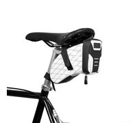 Borsa da sella per mountain bike e bici da strada, impermeabile, con rete in nylon 500D, dimensioni compatte, si adatta saldamente sotto il sedile della bicicletta, per spostamenti quotidiani (bianco)