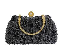 Borsa da sera con cristalli luccicanti, design a tracolla convertibile, pratica borsa a tracolla per feste di fine anno, borsa da sera in poliestere essenziale, Nero