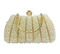 Borsa da sera con cristalli scintillanti, design a tracolla convertibile, pratica borsa a tracolla per feste di fine anno, Beige