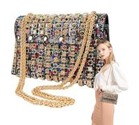 Borsa da sera da donna, borsa da sera di lusso, borsa da donna - pochette portatile con strass morbidi per donne, fidanzata, madre, moglie, Colorato, Refer to description