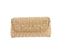 Borsa da sera da donna Borsa elegante impreziosita da perle e strass | Pochette con telaio rigido con perle a strisce glitterate, catena metallica staccabile for matrimonio