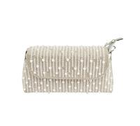 Borsa da sera da donna Borsa elegante impreziosita da perle e strass | Pochette con telaio rigido con perle a strisce glitterate, catena metallica staccabile for matrimonio