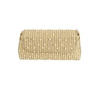 Borsa da sera da donna Borsa elegante impreziosita da perle e strass | Pochette con telaio rigido con perle a strisce glitterate, catena metallica staccabile for matrimonio