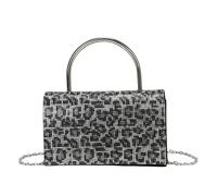 Borsa da sera da donna con rivestimento effetto strass e manico in metallo