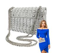 Borsa da sera da donna, design di lusso, borsa da sera scintillante, portatile, morbida pochette con strass per donne, fidanzata, madre, moglie, Argento, Refer to description