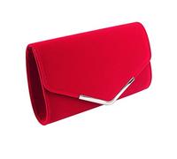 Borsa da sera della borsa della frizione delle donne con la catena staccabile per il velluto di nozze, Rosso, 44.5 EU