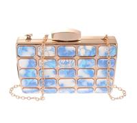 Borsa da Sera Donna Stile Porcellana Blu e Bianca in Acrilico | Porta Cellulare e Carte, Tracolla a Spalla Libera, Leggera, per Banchetti e Foto, Scelta Regalo