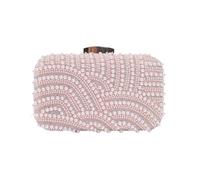 Borsa da sera elegante perla donna Pochette for abito banchetto for cena di nozze alla moda con perline borsa a catena lunga Per Matrimoni e Balli di Fine Anno(Pink)