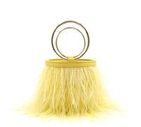 Borsa Da Sera In Piuma Borsa a secchiello con piume, da sera, alla moda, una spalla, catena, anello in di struzzo(Color6)