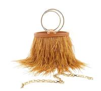 Borsa Da Sera In Piuma Borsa a secchiello con piume, da sera, alla moda, una spalla, catena, anello in di struzzo(Color3)