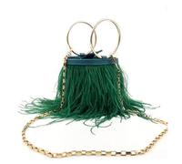 Borsa Da Sera In Piuma Borsa a secchiello con piume, da sera, alla moda, una spalla, catena, anello in di struzzo(Color07)