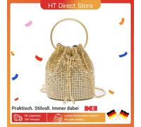 Borsa da sera Miss Lulu Pochette con glitter dorati con strass e catena ad anello in metallo per braccio e tracolla