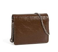 Borsa da sera piccola da donna alla moda con catena a tracolla in pelle PU portatile portamonete rossetti organizer per auricolari pochette da viaggio, Marrone, Bellezza di massa