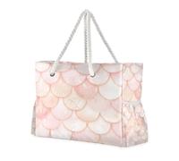 Borsa da spiaggia a forma di squame di pesce color oro rosa scintillante a prova di sabbia con cerniera grandi borse da donna per piscina palestra drogheria viaggi