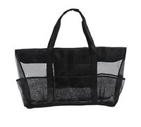 Borsa da spiaggia a rete a pois toteable da viaggio per la biancheria sporca borsa organizer da viaggio borsa portaoggetti borsa da bagno tracolla da spiaggia, Nero , *3
