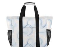 Borsa da spiaggia alla moda astratta verde grande Utility Tote Bag pieghevole a prova di sabbia con manici, Moda linea astratta arte verde, 1 size, Moda