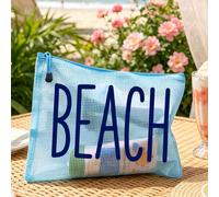 Borsa da spiaggia alla moda impermeabile St. Barts "Summer Paradise". Borsa cosmetica trasparente di grande capacità con cerniera in nylon - leggera, per la conservazione primavera/estate, durevole, p