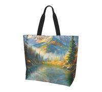 Borsa Da Spiaggia Autumn Mountain Landscape Borsa Spesa Pieghevole Riutilizzabile Borse A Spalla Per Donna Viaggi Lavoro