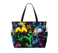 Borsa da spiaggia/borsa da donna con schizzi di vernice fosforescenti, borsa tote da piscina con cerniera per palestra, spesa e viaggi con tasca impermeabile.