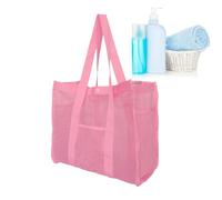 Borsa da spiaggia - Borsa da piscina, impermeabile, resistente alla sabbia, con grande tasca in rete, organizer per giocattoli, per donne, famiglia, campeggio, viaggi estivi, Colore: rosa