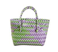 Borsa da spiaggia, borsa da spiaggia colorata in paglia, graziosa borsa da spiaggia estiva boho per donne e ragazze, unica, durevole, tessuto a mano, borsa per la spesa colorata, borsa da spiaggia per