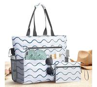 Borsa da Spiaggia | Borsa Grande per Spiaggia e Campeggio con Portamonete | Resistente all'Acqua con Cerniera Piegevole per Viaggio Pendolari Palestra Escursionismo Piscina Vacanza Campeggio Pic