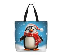 Borsa Da Spiaggia Christmas Funny Penguin Borsa A Spalla Impermeabile Ecologica Sacchetto Della Spesa Per Picnic Viaggi Shopping