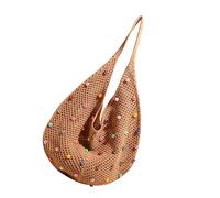 Borsa da spiaggia colorata per le donne borsa a tracolla estetica ascella borsa alla moda uncinetto ascella quotidiana donna spiaggia uncinetto ascelle moda borsa estetica spalla, cachi, One Size