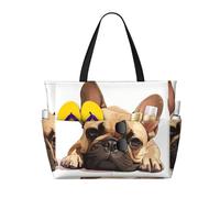 Borsa da spiaggia con animali domestici: Bulldog francese, borsa tote da donna, borsa da spiaggia impermeabile e anti-sabbia, borsa tote grande da viaggio