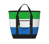 Borsa da spiaggia con bandiera della Sierra Leone adatta per le donne Grande borsa termica per la spesa con tasca in tela con cerniera, nera, taglia unica, Nero , Taglia unica