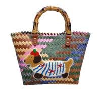 Borsa da spiaggia con bassotto a righe retrò borsa da spiaggia di grande capacità borsa per amanti degli animali domestici borsa per pendolarismo o shopping borsa dal design unico, Cane bassotto, One