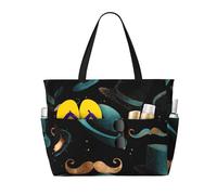 Borsa da spiaggia con cappello e barba, da donna, glitterata, impermeabile, con cerniera, leggera, per la notte, per lo shopping, la piscina, idea regalo per le vacanze estive