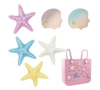 Borsa da spiaggia con fascino, motivo: stelle marine e conchiglie per accessori da spiaggia, decorazioni colorate da spiaggia, charm compatibile con semplici borse da spiaggia Southern Beach Bags