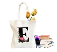 Borsa da spiaggia con iniziale monogramma borsa da spiaggia, trucco | Borsa da spiaggia con lettera monogramma casual per donne, damigelle, insegnanti, matrimoni, compleanni, spiaggia, vacanze