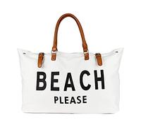 Borsa da spiaggia con manico in pelle vegana, borsa da spiaggia extra large da donna impermeabile a prova di sabbia, bianca, bianco, X-Large, Bianco Spiaggia