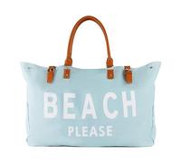 Borsa da spiaggia con manico in pelle vegana, borsa da spiaggia extra large da donna impermeabile a prova di sabbia, bianca, Blu, X-Large