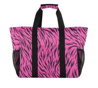 Borsa da spiaggia con motivo leopardato, colore viola, nero, pieghevole, impermeabile, con manici, Pelle animale, leopardo, viola, nero, 1 size, Moda