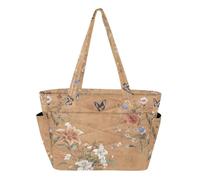 Borsa da spiaggia con portabicchieri fiori giglio farfalle terracotta