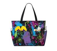 Borsa da spiaggia con schizzi di vernice, borsa tote da donna, borsa da piscina con cerniera per palestra, spesa e viaggi con tasca impermeabile