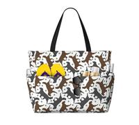 Borsa da spiaggia con stampa a pois bianchi alla moda borse da spiaggia impermeabili per donne, borsa da piscina pieghevole leggera con scomparto bagnato con cerniera, Trotting Flat Coated Retrievers