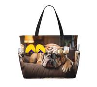Borsa da spiaggia con stampa bulldog inglesi per donna, borsa da spiaggia impermeabile e anti-sabbia, borsa da viaggio grande