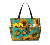 Borsa da spiaggia con stampa di ali viola alla moda, impermeabile, borsa da spiaggia per donne, borsa da piscina pieghevole leggera con scomparto bagnato con cerniera, Girasole, Taglia unica