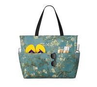 Borsa da spiaggia con stampa di fiori di mandorlo elegante borsa per il fine settimana riutilizzabile leggera palestra picnic campeggio donne uomini