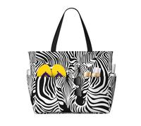 Borsa da spiaggia con stampa zebrata animale astratto,Borsa da spiaggia impermeabile a prova di sabbia,Borsa da spiaggia pieghevole leggera di grande capacità