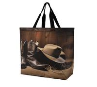 Borsa Da Spiaggia Cowboy Black Hat Western Boots Borsa A Mano Impermeabile Grande Shopper Bag Per Viaggi Shopping Donna