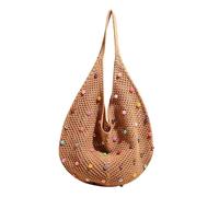 Borsa da spiaggia da donna borsa a tracolla all'uncinetto borsa alla moda con perline colorate estetica ascella maglia per viaggio donna uncinetto spalla spiaggia borsa colorata ascella estetica