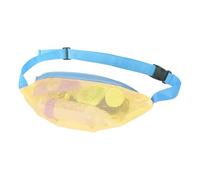 Borsa da spiaggia da donna, borsa a tracolla regolabile in rete, borsa da spiaggia con cintura regolabile, per spiaggia, nuoto, vacanze, viaggi, picnic, Nastro giallo e blu, Refer to description